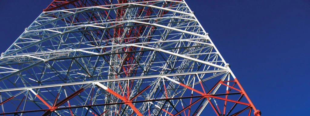 A radio tower scaffolding.