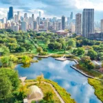 Chicago skyline aerial drone view from above, lake Michigan and city of Chicago by JaySi, Shutterstock