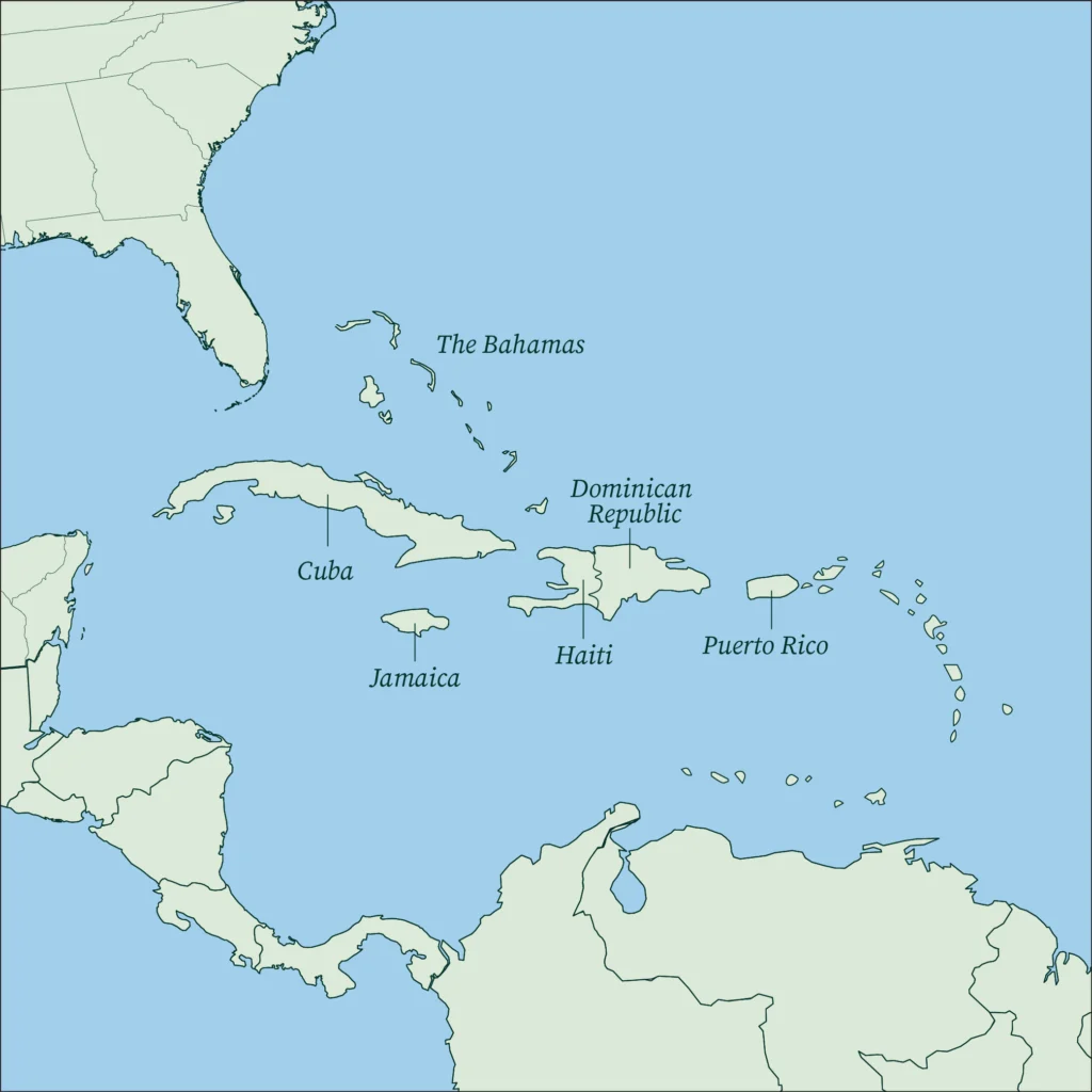Map of the Caribbean Islands